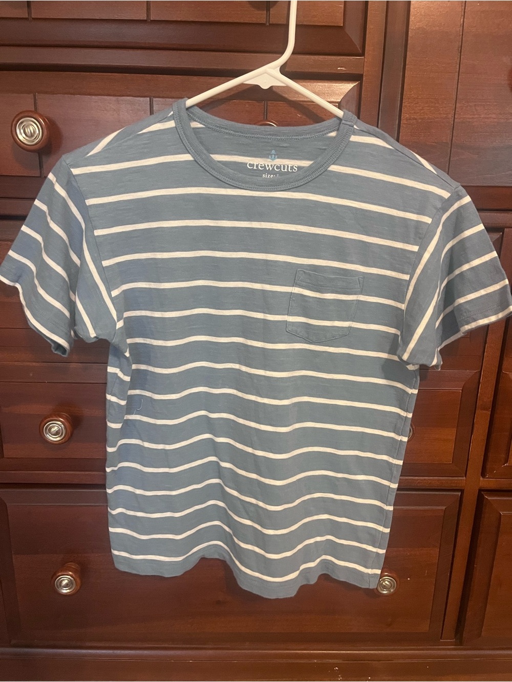 Crewcuts Blue & White Stripe Pocket Tee